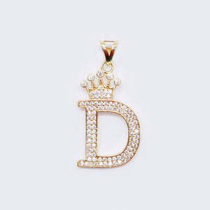 14K Cubic Zirconia "D" Initial Gold Crown Charm 14K Cubic Zirconia "D" Initial Gold Crown Charm