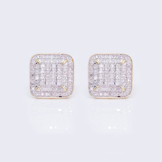 10K Cushion-Shaped Multi-Diamond 0.6ct Frame Stud Earrings