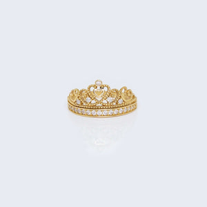 14K Gold Tiara with Hearts Ring Cubic Zirconia Stones 14K Gold Tiara with Hearts Ring Cubic Zirconia Stones