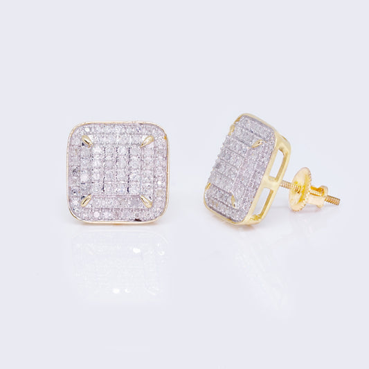 10K Cushion-Shaped Multi-Diamond 0.6ct Frame Stud Earrings