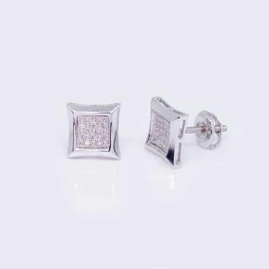 14K White Princess Cut 0.06ct Diamond Stud Earrings