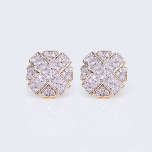 10K Clover Closs 0.4ct Diamond Stud Earrings