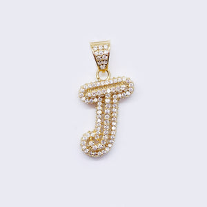 14K Cubic Zirconia "J" Initial Gold 3D Look Charm 14K Cubic Zirconia "J" Initial Gold 3D Look Charm