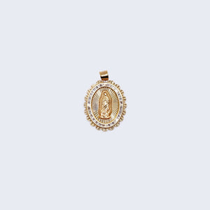 10K Gold Virgen de Guadalupe with Cubic Zirconia Stones Pendant Charm 10K Gold Virgen de Guadalupe with Cubic Zirconia Stones Pendant Charm