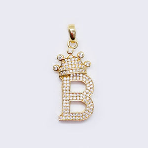 14K Cubic Zirconia "B" Initial Gold Crown Charm 14K Cubic Zirconia "B" Initial Gold Crown Charm