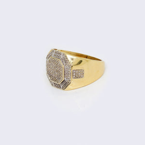 10K 3ct Diamond Men's Hexagon Cluster Charm Statement Ring 10K 3ct Diamond Men's Hexagon Cluster Charm Statement Ring