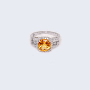 10K White Gold Yellow Stone & Diamond 0.48 CT Ring 10K White Gold Yellow Stone & Diamond 0.48 CT Ring