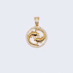 14K Gold Pisces Zodiac Sign Cubic Zirconia Pendant Charm 14K Gold Pisces Zodiac Sign Cubic Zirconia Pendant Charm