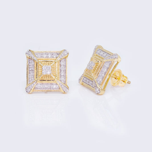 10K 0.35ct Diamond Vintage-Style Frame Stud Earrings