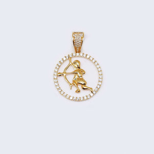 14K Gold Sagittarius Zodiac Sign Cubic Zirconia Pendant Charm 14K Gold Sagittarius Zodiac Sign Cubic Zirconia Pendant Charm