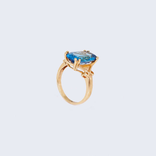 10K Yellow Gold Aquamarine Stone Ring