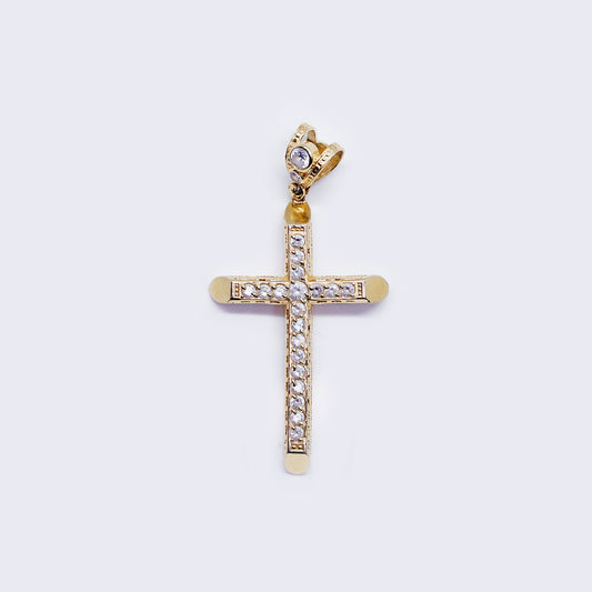 14K Cross Cubic Zirconia Pendant Charm