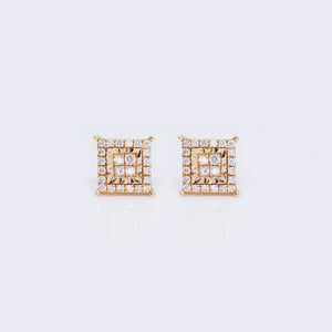 14K Double Row Square 0.5ct Diamond Stud Earrings 14K Double Row Square 0.5ct Diamond Stud Earrings