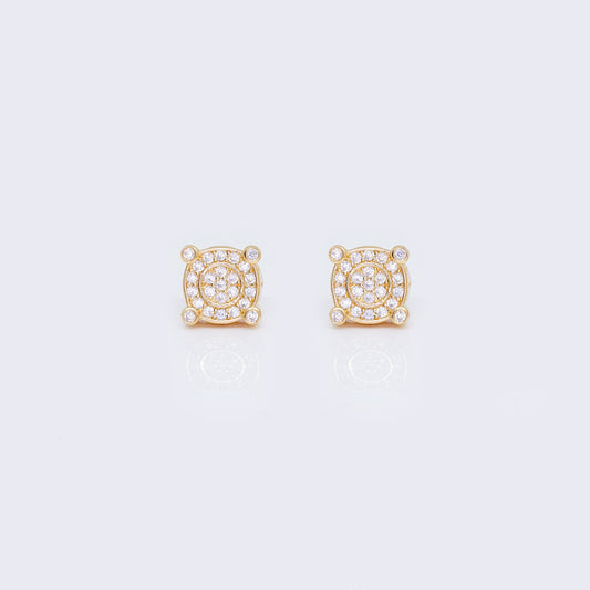 14K Cubic Zirconia 4-Point Round Stud Earrings