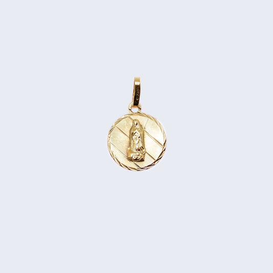 14K Gold Round Virgen de Guadalupe Pendant Charm