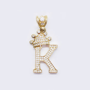 14K Cubic Zirconia "K" Initial Gold Crown Charm 14K Cubic Zirconia "K" Initial Gold Crown Charm