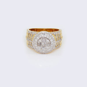 14K Mens Baguette 1.52ct Diamond Circle Cluster Ring 14K Mens Baguette 1.52ct Diamond Circle Cluster Ring