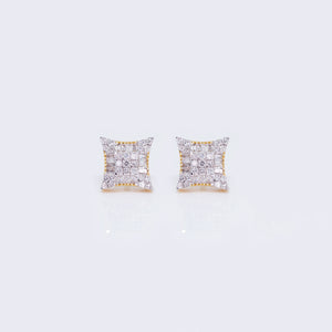 14K 0.42ct Multi-Diamond Concave Square Stud Earrings 14K 0.42ct Multi-Diamond Concave Square Stud Earrings