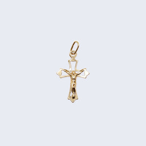 10K Gold Hollow Cross with Christ Pendant Charm 10K Gold Hollow Cross with Christ Pendant Charm