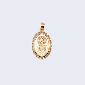 14K Gold Round Design Saint Lazarus Pendant Charm 14K Gold Round Design Saint Lazarus Pendant Charm