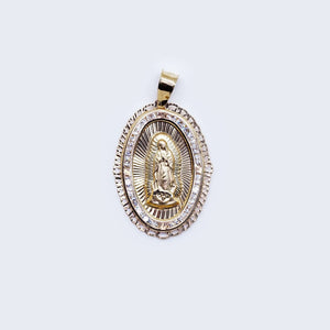 14K Virgen de Guadalupe Cubic Zirconia Pendant Charm 14K Virgen de Guadalupe Cubic Zirconia Pendant Charm