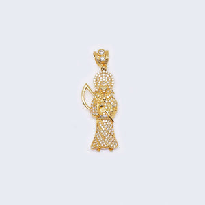 14K Gold Santa Muerte Cubic Zirconia Pendant Charm 14K Gold Santa Muerte Cubic Zirconia Pendant Charm