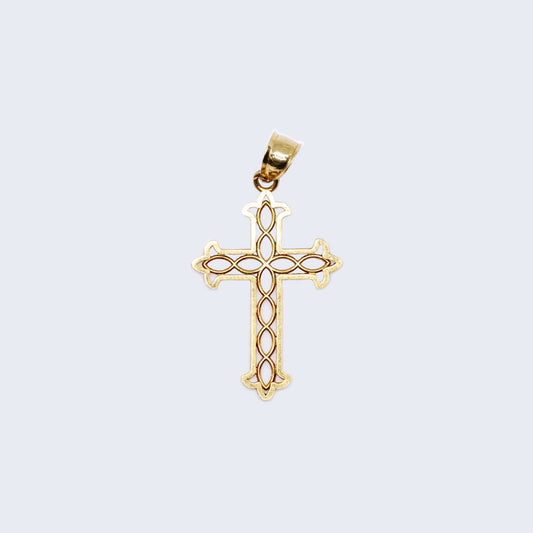 10K Gold Hollow Cross Pendant Charm