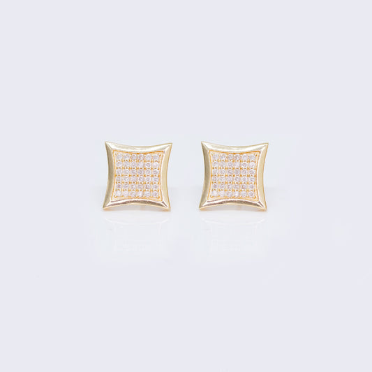 14K Square Star Cubic Zirconia Pave Stud