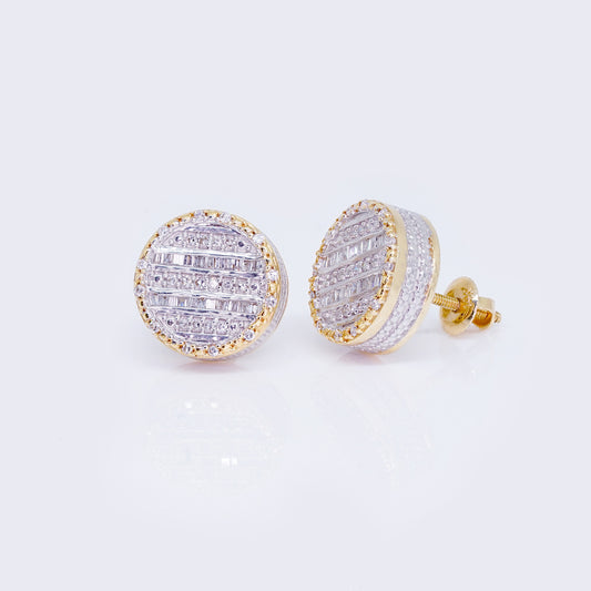 14K Round Baguette Natural 0.33ct Diamond Earrings