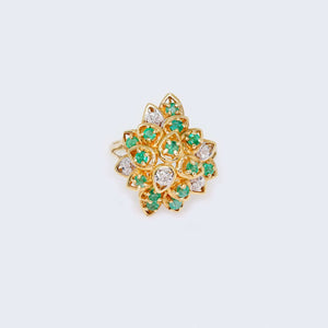 14K gold Emerald & Diamonds Stones Ring 14K gold Emerald & Diamonds Stones Ring
