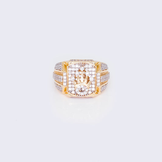 14K Cubic Zirconia Pave Big Crown Ring