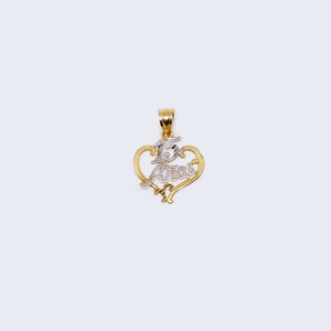 14K Gold Heart White "15 Años" Pendant Charm 14K Gold Heart White "15 Años" Pendant Charm