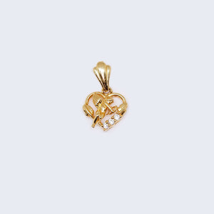 14K Gold Heart Cupid Angel with Cubic Zirconia Stones Pendant Charm 14K Gold Heart Cupid Angel with Cubic Zirconia Stones Pendant Charm