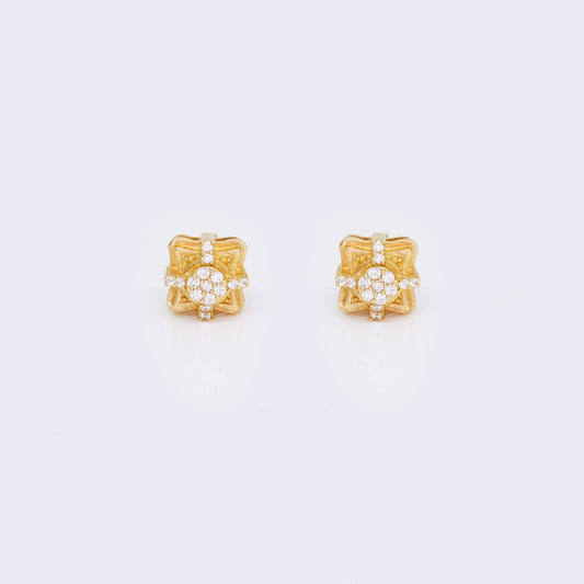 14K Cross shape Cubic Zirconia Stud Earrings