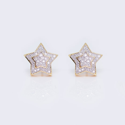 14K Double-Layer Star Cluster 0.33ct Stud Earrings