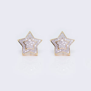 14K Double-Layer Star Cluster 0.33ct Stud Earrings 14K Double-Layer Star Cluster 0.33ct Stud Earrings