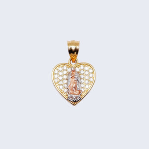 14K Gold Virgen de Guadalupe with Cubic Zirconia Stones Pendant Charm 14K Gold Virgen de Guadalupe with Cubic Zirconia Stones Pendant Charm