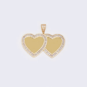14K Double Heart Medallion Picture Frame Memory Pendant 14K Double Heart Medallion Picture Frame Memory Pendant
