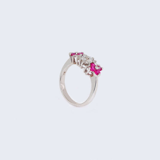 14K Gold Ruby & Diamonds Stones Ring