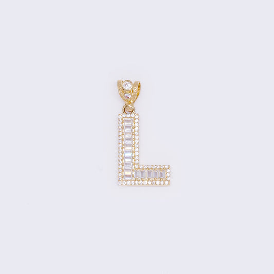 14K "L" Cubic Zirconia Initial Pendant