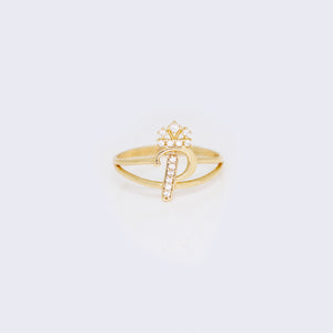 14K Ladies' Crown Initial Cursive Letter Ring "P" 14K Ladies' Crown Initial Cursive Letter Ring "P"