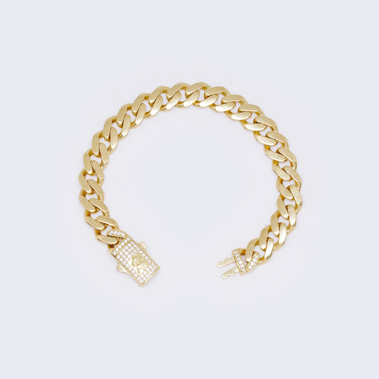 14K Yellow Gold Cubic Zirconia Monaco Chain 9" 7mm Thickness