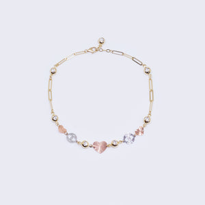 14K Heart Tri-Color Ankle Bracelet 14K Heart Tri-Color Ankle Bracelet