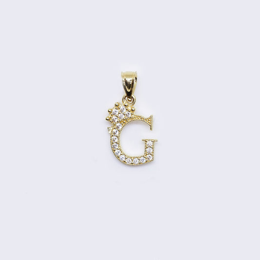 14K Crown Cubic Zirconia Charm Letter "G"