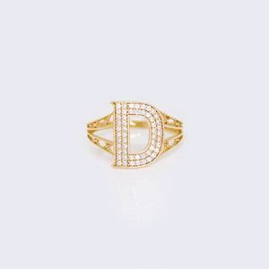 14K Cubic Zirconia Big Initial Letter Ring "D" 14K Cubic Zirconia Big Initial Letter Ring "D"
