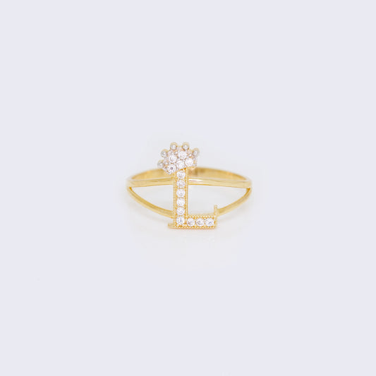 14K Ladies' Crown Initial Letter Ring "L"