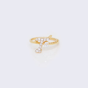 14K Ladies' Crown Initial Cursive Letter "F" Cubic Zirconia Ring 14K Ladies' Crown Initial Cursive Letter "F" Cubic Zirconia Ring