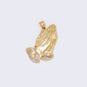 14K Two-tone Gold Praying Hands Religious Charm Pendant 14K Two-tone Gold Praying Hands Religious Charm Pendant