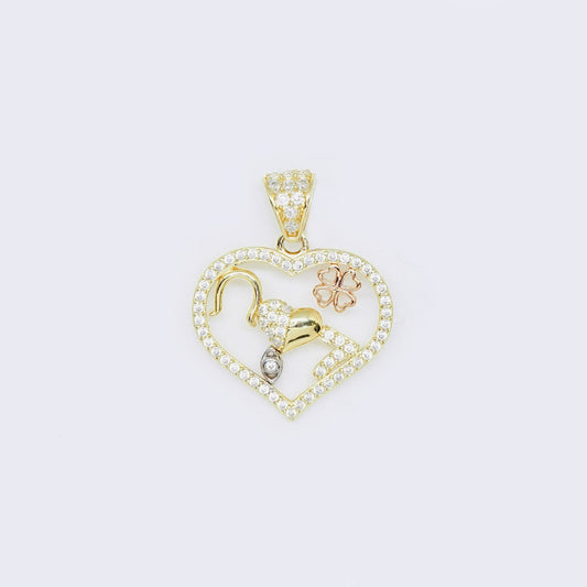 14K Good luck Horseshoe & Clover