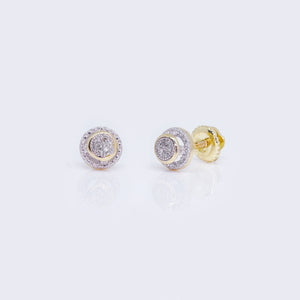10K Round Halo Design Cluster 0.02ct Diamond Earrings 10K Round Halo Design Cluster 0.02ct Diamond Earrings